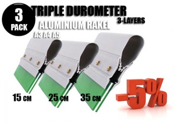 Driedelige Aluminium Rakelset Triple Durometer 75/90/75