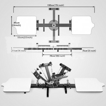 ZC4x2-B Zeefdrukcarrousel 4 Kleuren 2 Drukplaten